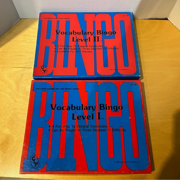 Vocabulary Bingo Games Level 1 And 2 Education Learning Elem-Upper Grades 1988 - Picture 1 of 8